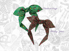 Load image into Gallery viewer, Holiday top knot headband, Christmas bowband, candy cane knotted headband, gifts for her
