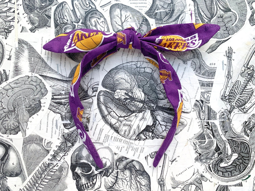 LA Lakers headband 2 FABRIC OPTIONS! - Lakers Top Knot headband - Los Angeles bowband | gifts for her