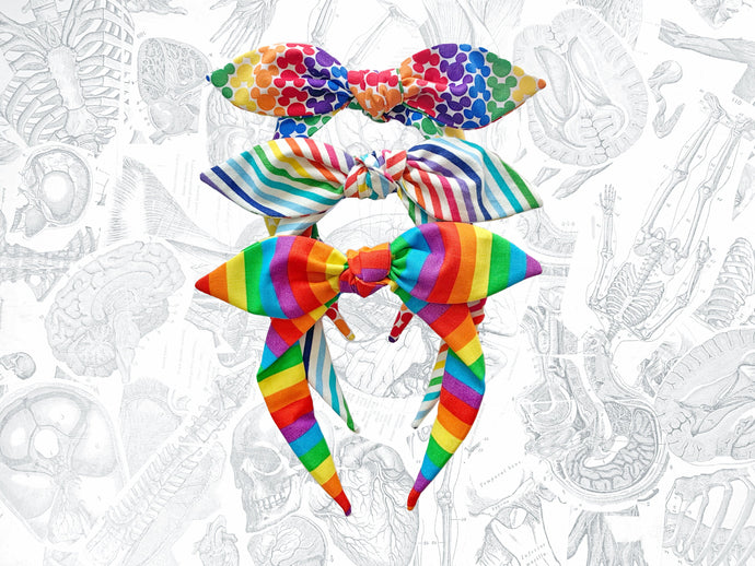 Rainbow knotted Headband, 3 FABRIC OPTIONS! Pride bowband LGBTQ+ Hair Accessory