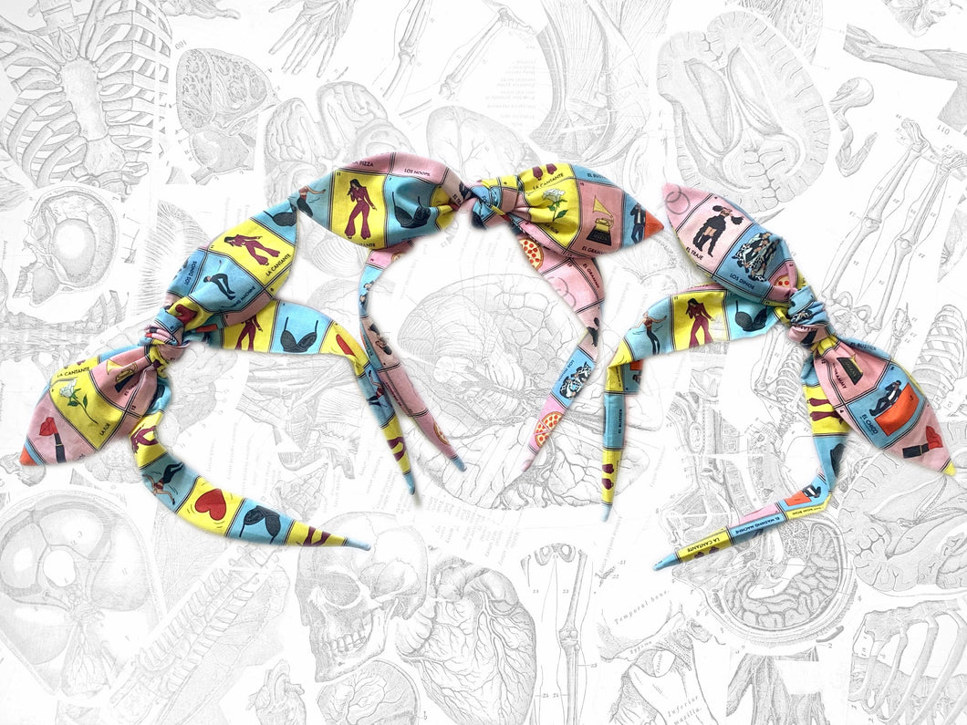 Selena Loteria headband, Top knot bowband, gift for her