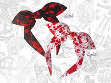Load image into Gallery viewer, Blood splatter top knot headband - spooky bowband, gifts for her
