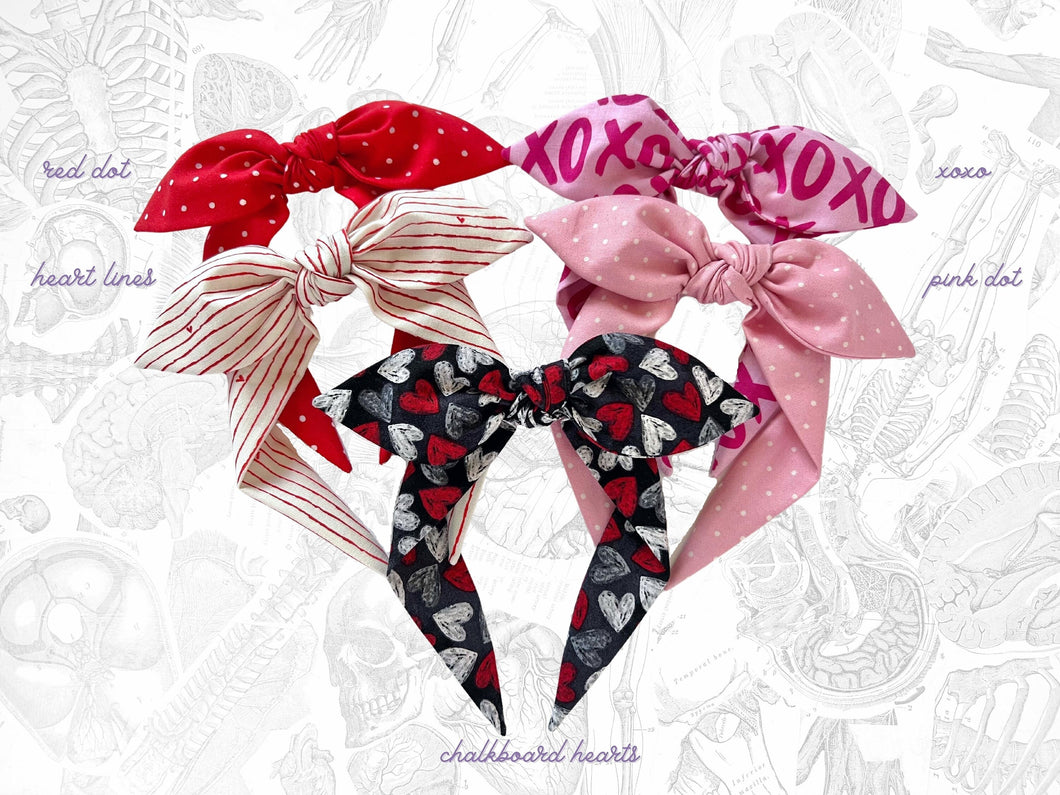 Valentine’s Day Top Knot Headband, Pink Knotted Headband for Women or girls, Gifts for her, Red bowband