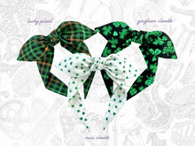 Load image into Gallery viewer, St. Patrick&#39;s Day Top Knot Headband, clovers Knotted Headband for Women, Gift for her, Shamrock bowband
