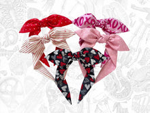 Load image into Gallery viewer, Valentine’s Day Top Knot Headband, Pink Knotted Headband for Women or girls, Gifts for her, Red bowband
