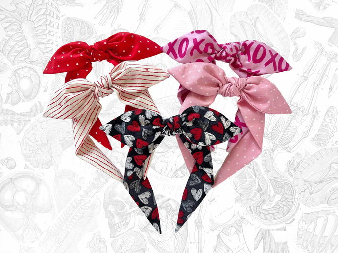 Valentine’s Day Top Knot Headband, Pink Knotted Headband for Women or girls, Gifts for her, Red bowband