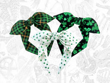 Load image into Gallery viewer, St. Patrick&#39;s Day Top Knot Headband, clovers Knotted Headband for Women, Gift for her, Shamrock bowband
