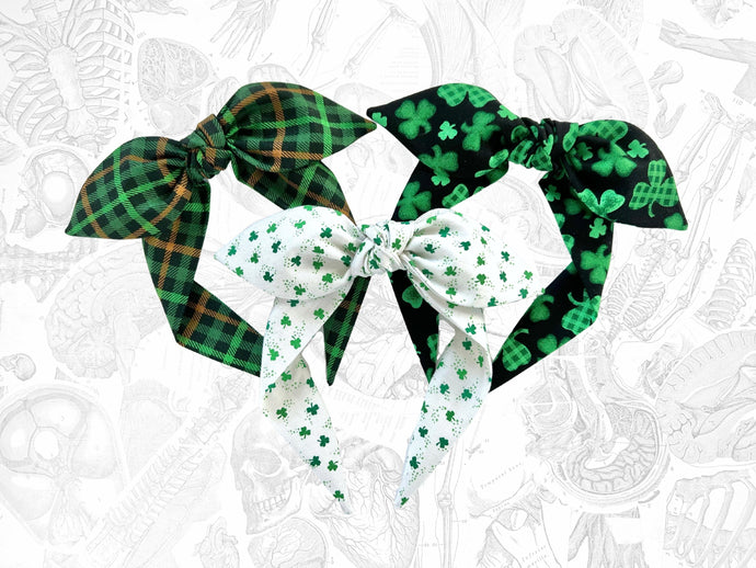 St. Patrick's Day Top Knot Headband, clovers Knotted Headband for Women, Gift for her, Shamrock bowband